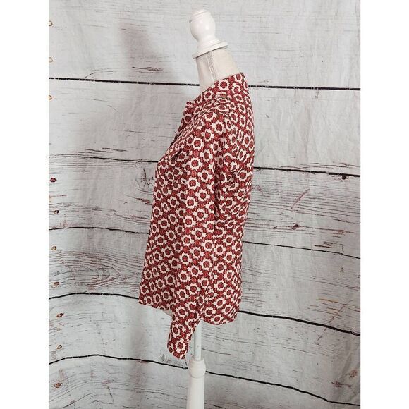 Tory Burch Long Sleeve Button Front Geometric Blouse Size 2 - Picture 3 of 6